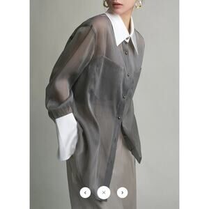 NWT Commense Semi-Sheer Leisure See Through Shirt With Cami Top Sz L